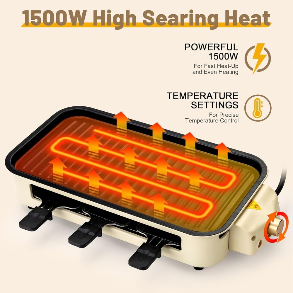 Electric Indoor Grill,2 in 1 Indoor Grill Non-stick 1500W - Picture 4 of 9